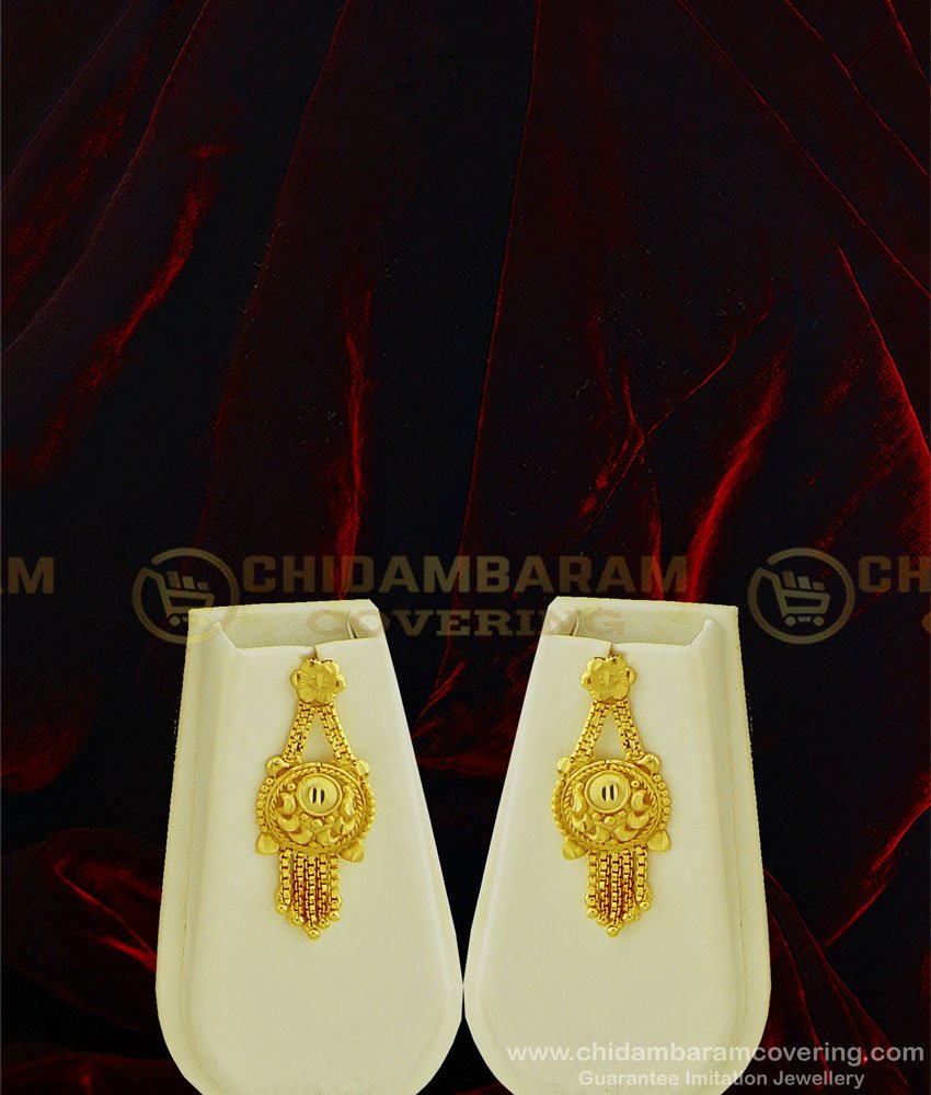 HRM489 - Traditional Simple Light Weight Gold Forming Haram with Earring Set Imitation Jewellery for Women