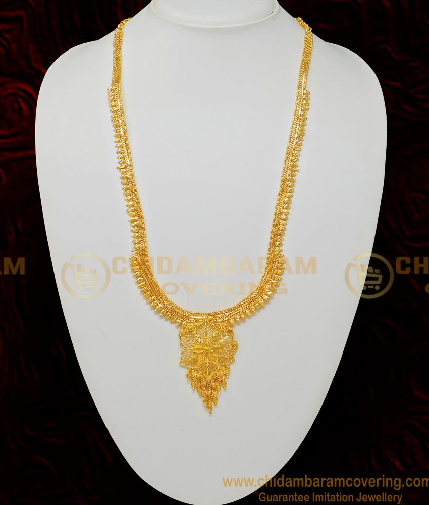 HRM491 - Light Weight Gold Haram Design Flower Model One Gram Gold Mini Haram for Women 