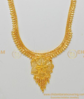 HRM491 - Light Weight Gold Haram Design Flower Model One Gram Gold Mini Haram for Women 