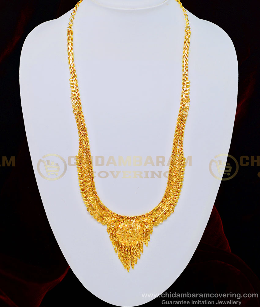 HRM499 - Beautiful Flower Design 1 Gram Gold Plated Guaranteed Calcutta Haram for Wedding