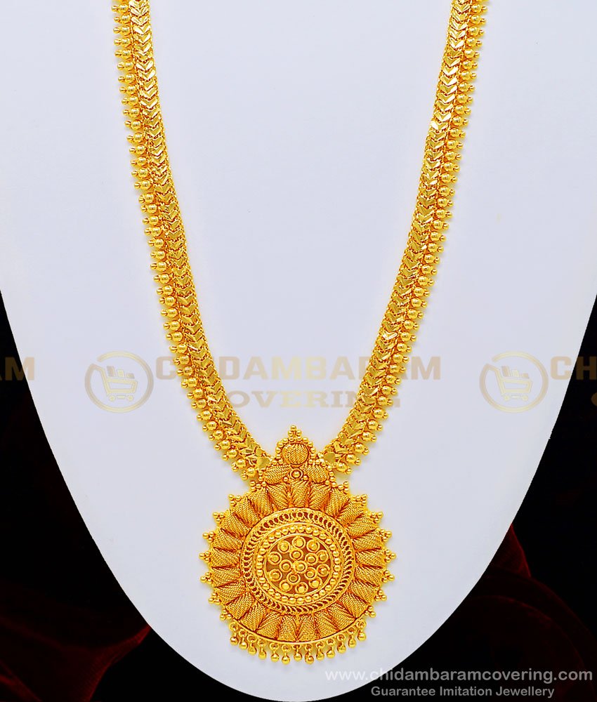 HRM501 - Attractive Big Dollar Long Haram Pure Gold Plated Wedding Haram Buy Online