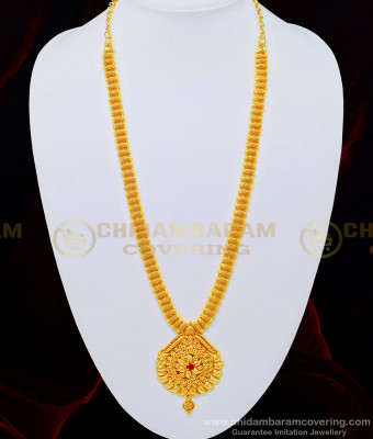 HRM504 - Bridal Wear Gold Design Ruby Stone One Gram Gold Guaranteed Haram 