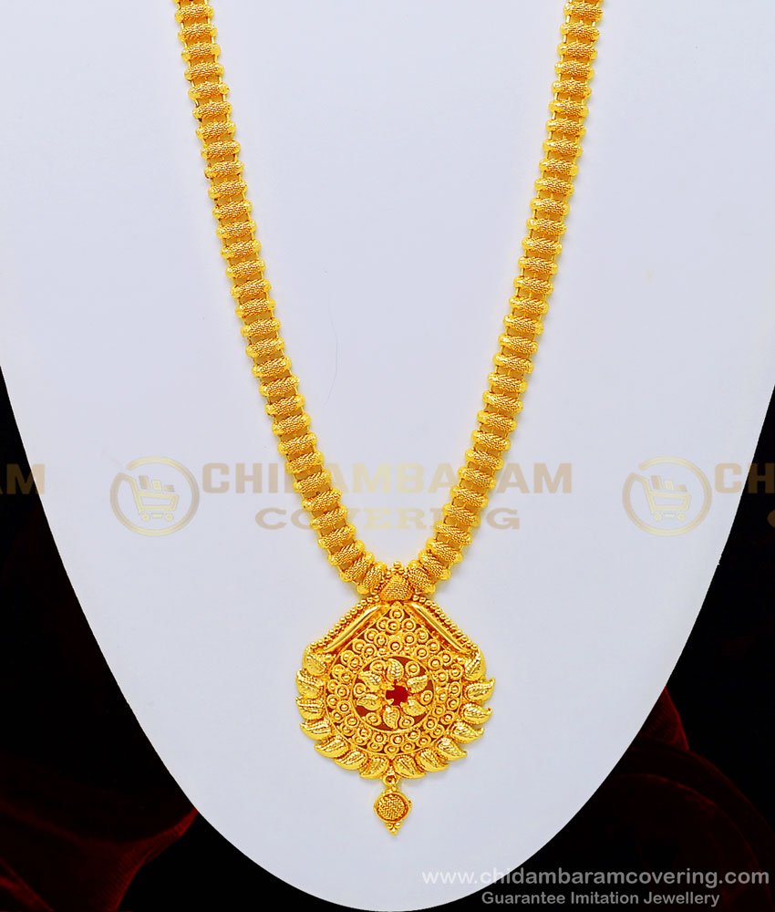 HRM504 - Bridal Wear Gold Design Ruby Stone One Gram Gold Guaranteed Haram 