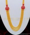 HRM507 - Real Gold Design Bridal Wear Ruby Stone One Gram Gold Layered Haram for Wedding