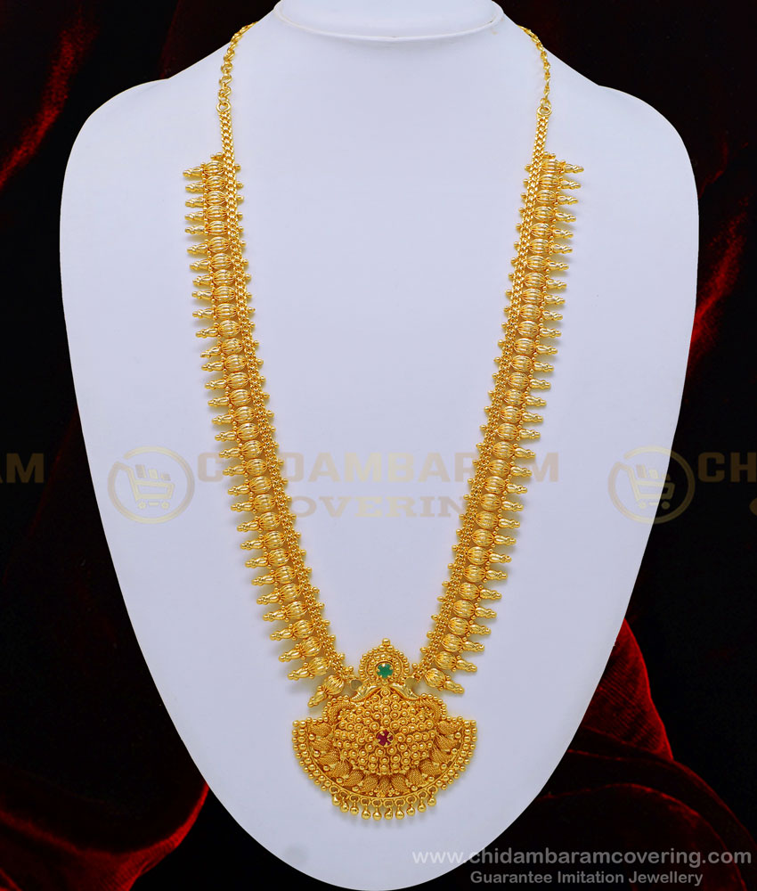 HRM522 - One Gram Gold Bridal Wear Ruby Emerald Stone guaranteed Haram Online