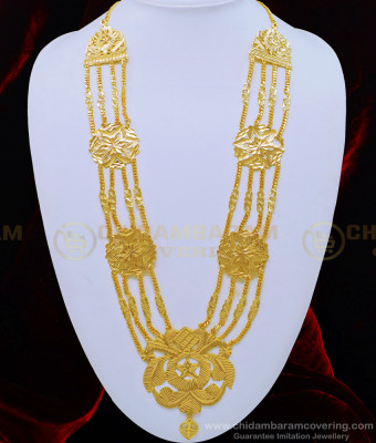 HRM525 - Traditional Four Line Flower Design Gold Governor Malai Model Imitation Jewellery Online