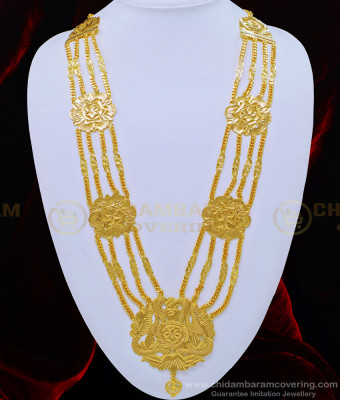 HRM527 - Attractive 4 Line Flower Design Governor Malai Haram Muslim Wedding Jewellery Online 