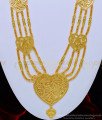 HRM529 - One Gram Gold Plated Traditional 4 Line Heart Design Governor Malai Haram for Women   
