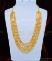 HRM536 - Latest One Gram Gold Five Line Gold Balls Multi Layer Haram for Women  