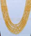 HRM536 - Latest One Gram Gold Five Line Gold Balls Multi Layer Haram for Women  