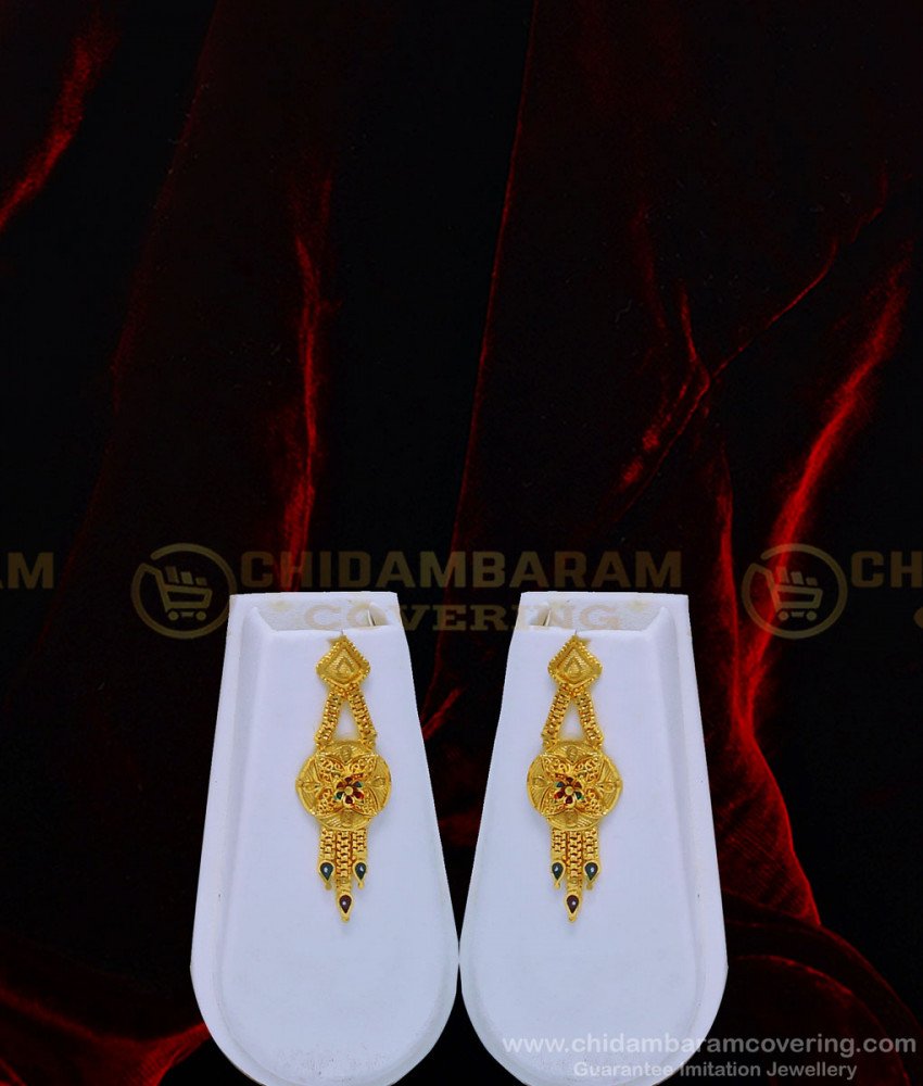 HRM546 - Enamel Gold Forming Simple Light Weight Gold Finish Haram with Earring Set Online