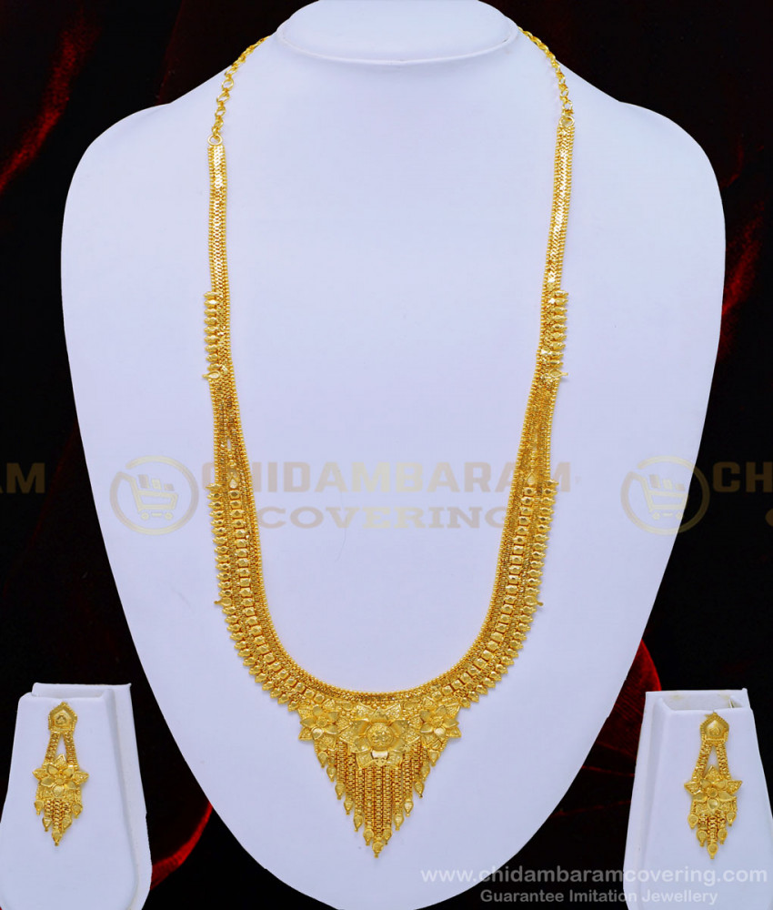 HRM547 - Marriage Gold Haram Design Forming Gold Flower Design Haram Set for Women 