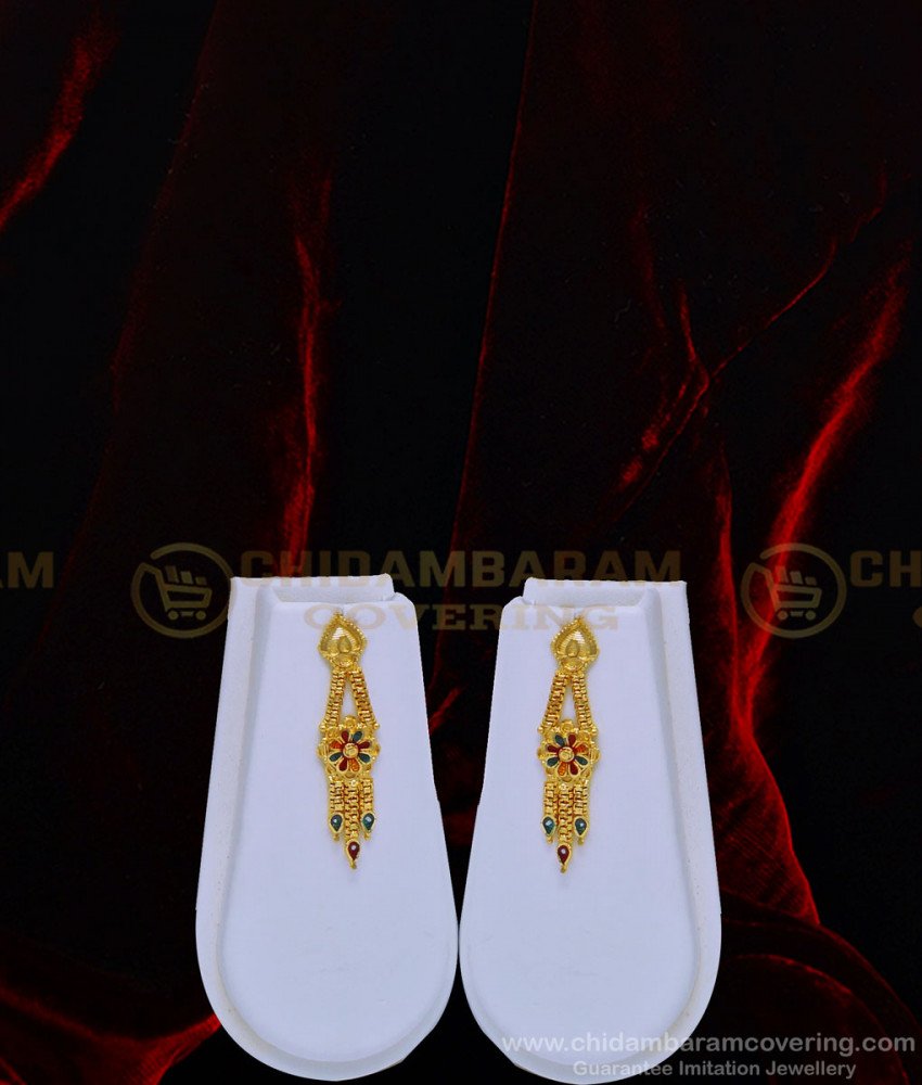 HRM549 - Buy First Quality Gold Forming Enamel Flower Design Haram with Necklace Earrings Combo Set