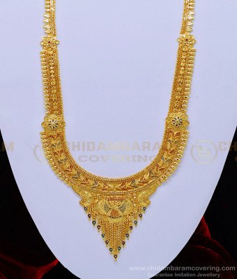 HRM550 - Wedding Real Gold Design Long Enamel Haram with Earring Forming Gold Jewellery Online