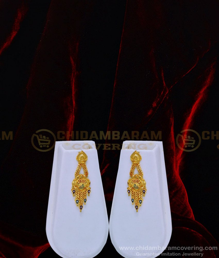 HRM550 - Wedding Real Gold Design Long Enamel Haram with Earring Forming Gold Jewellery Online
