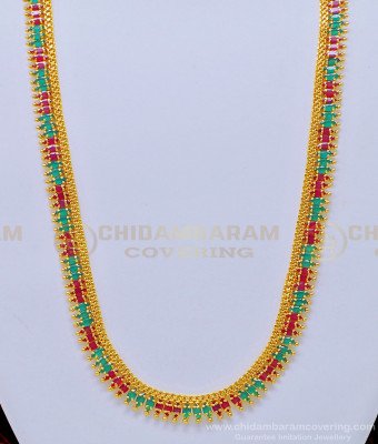 HRM553 - Original Gold Plated Party Wear Ruby Emerald Ad Stone Haram for Women