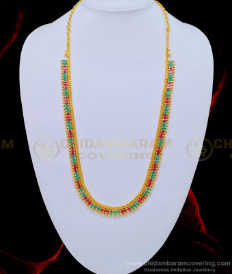 HRM553 - Original Gold Plated Party Wear Ruby Emerald Ad Stone Haram for Women