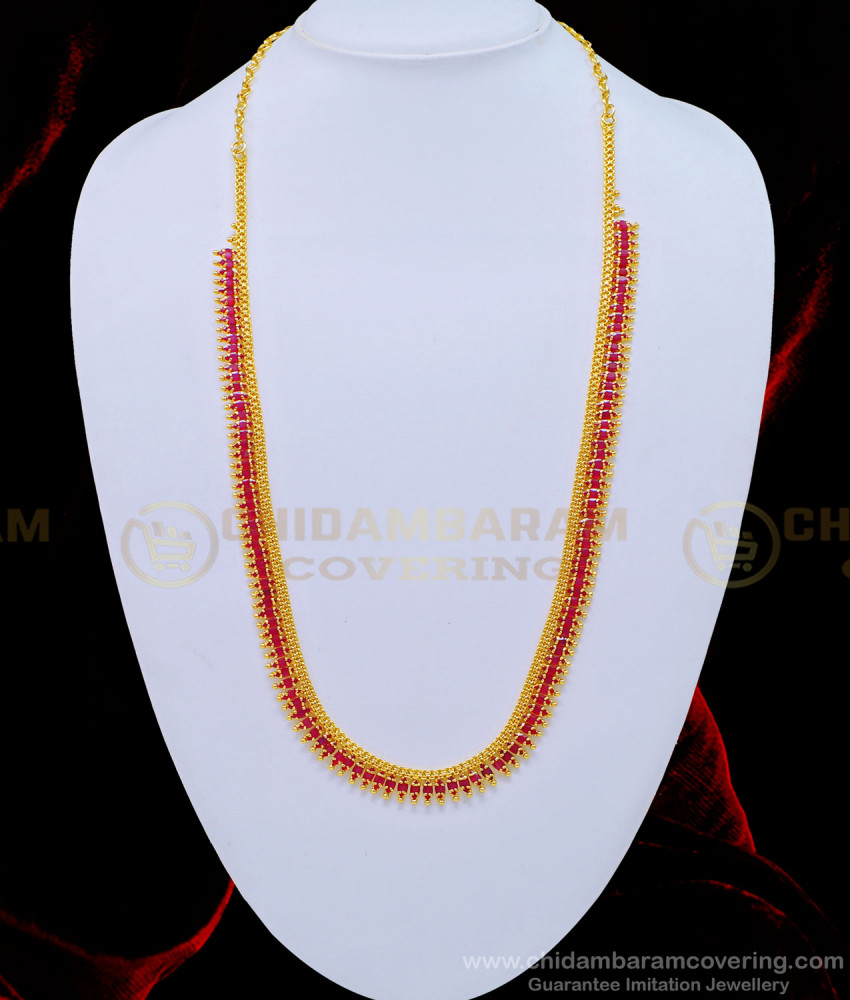 HRM554 - Attractive Party Wear Full Ruby Stone Haram Imitation Jewellery Online