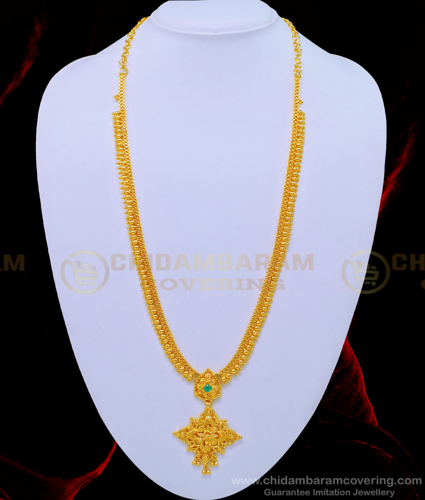 HRM561 - Original Gold Plated Simple Look Single Emerald Stone Dollar Haram for Women   