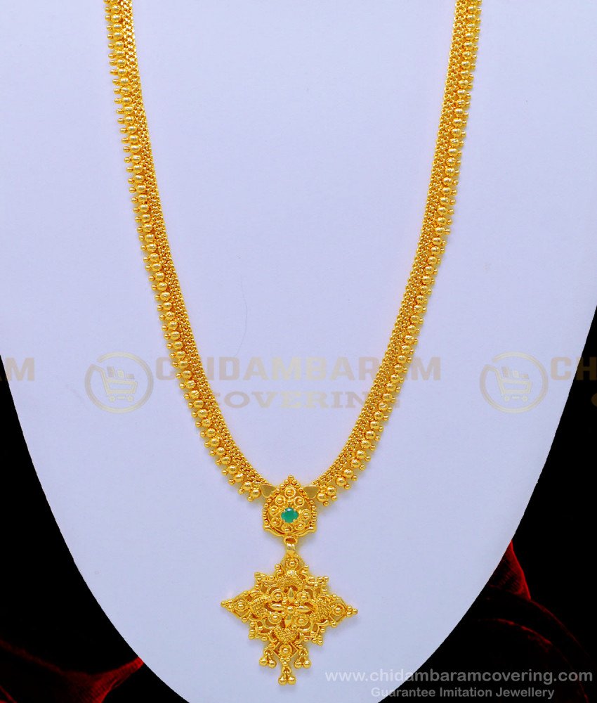 HRM561 - Original Gold Plated Simple Look Single Emerald Stone Dollar Haram for Women   