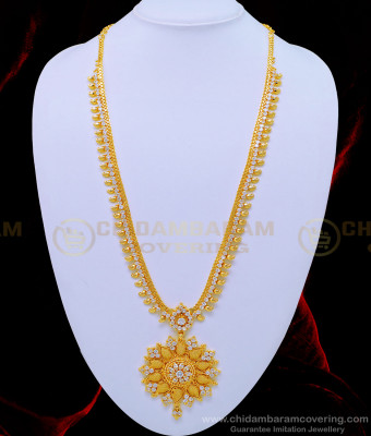 HRM566 - Latest Gold Design Full White Stone Long Haram Design for Wedding