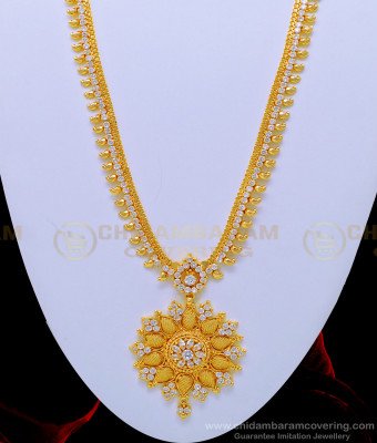 HRM566 - Latest Gold Design Full White Stone Long Haram Design for Wedding
