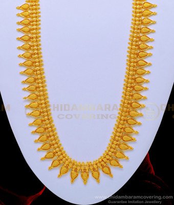 HRM569 - Kerala Gold Colour Light Weight Net Pattern Buds Design Haram Gold Plated Jewellery  