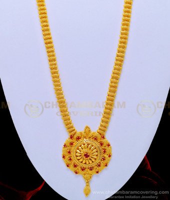 HRM572  - Buy Net Pattern Ruby Stone Dollar Haram Imitation Jewellery Online