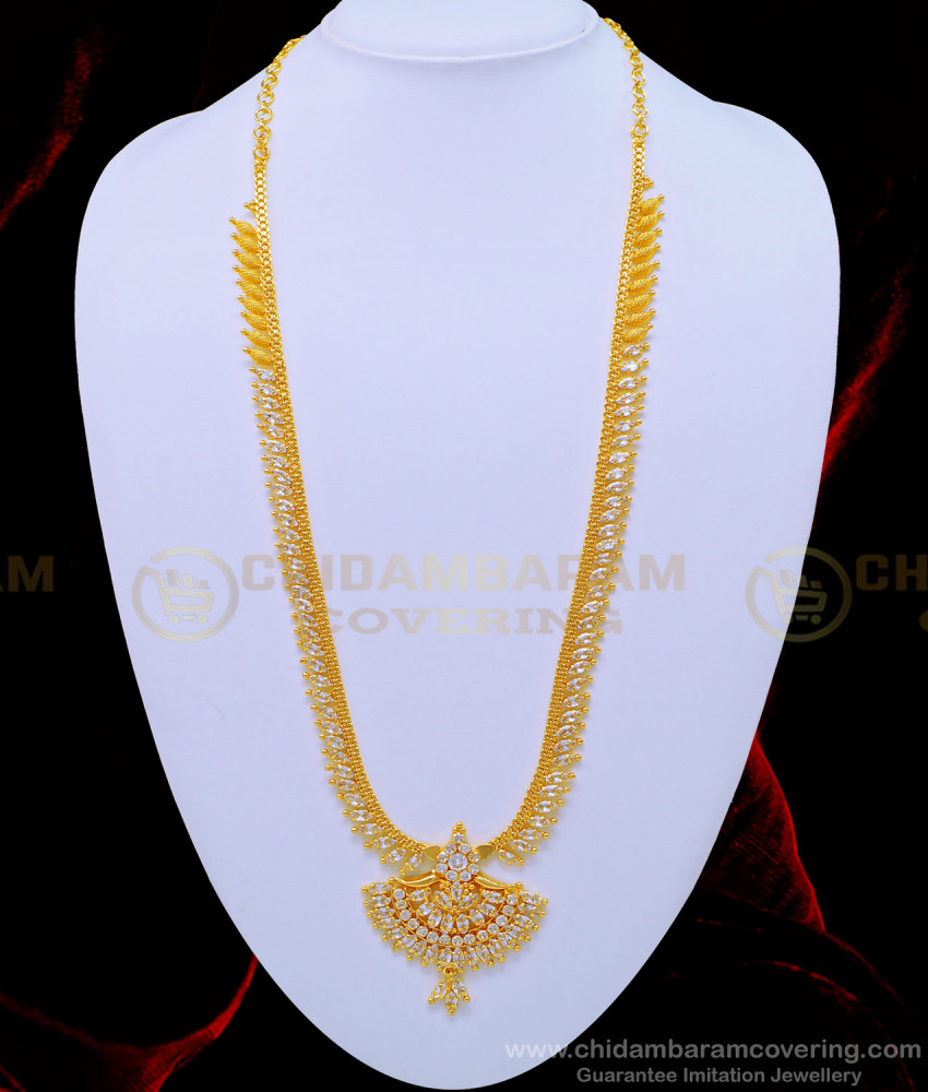 HRM581 - Elegant Leaf Design White Stone One Gram Gold Guaranteed Haram Buy Online 