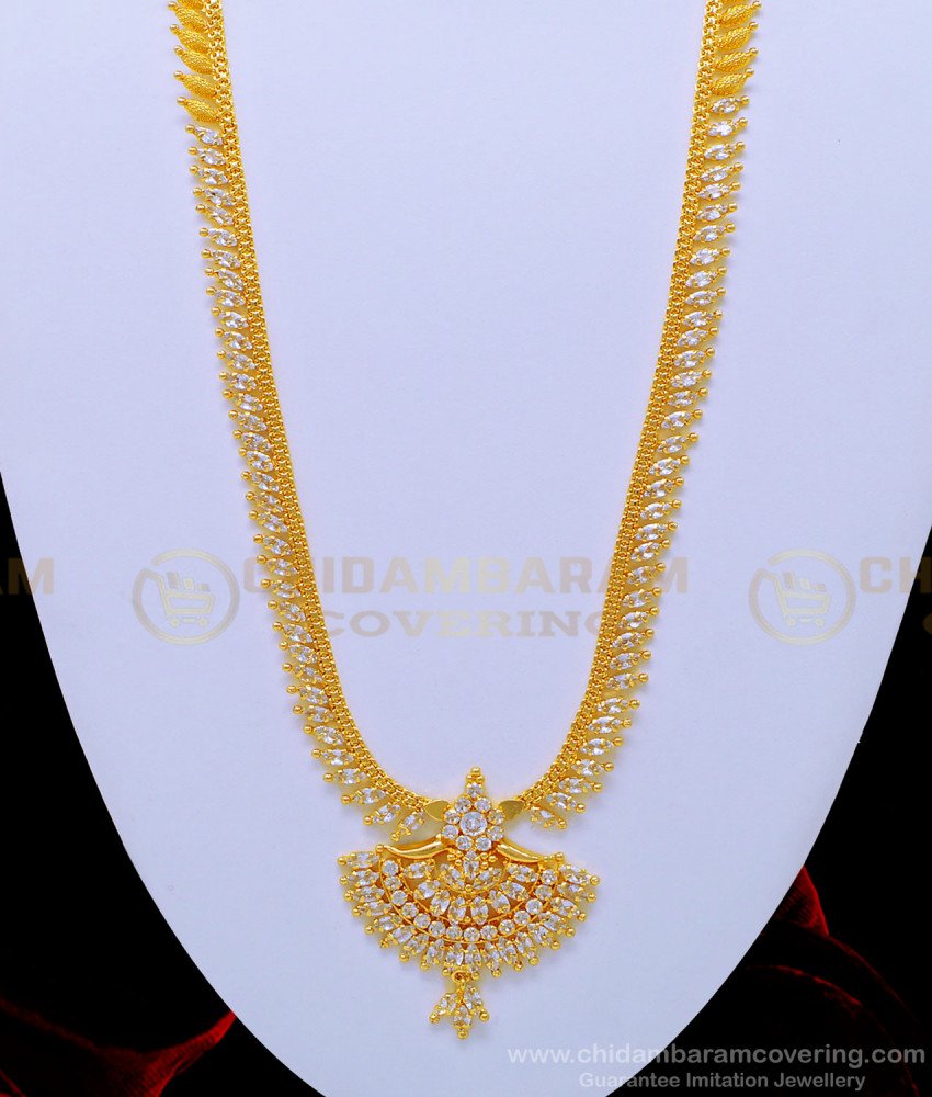 HRM581 - Elegant Leaf Design White Stone One Gram Gold Guaranteed Haram Buy Online 