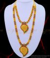 HRM586 - Attractive Ruby Emerald Full Stone Leaf Design Heavy Haram Necklace Wedding Jewellery Set Online 