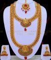 HRM588 - First Quality Temple Jewellery Matte Finish Lakshmi Design Mini Bridal Jewellery Set Online