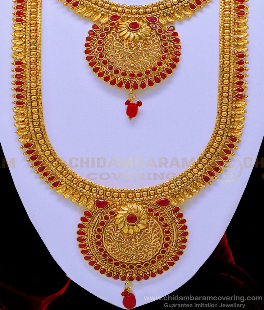 HRM589 - Premium Quality Temple Jewellery Grand Look Mini Wedding Jewellery Set Online
