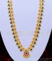HRM593 - Kerala Traditional Marriage Green Palakka Mala One Gram Gold Long Palakka Haram Online