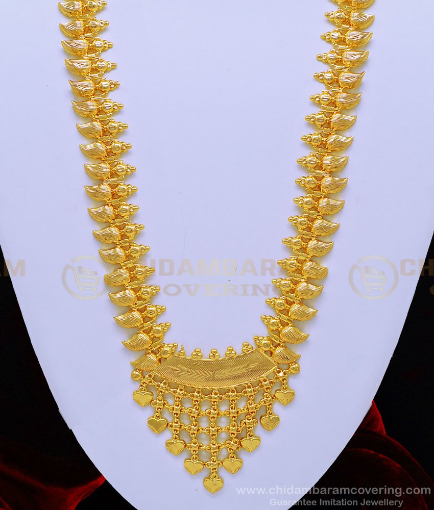 HRM595 - Kerala Jewellery Bridal Wear Latest Light Weight Gold Haram Design for Women 