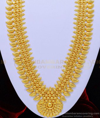 HRM597 - Traditional Gold Design Kerala Mango Haram Wedding Kerala Jewellery Collection Online