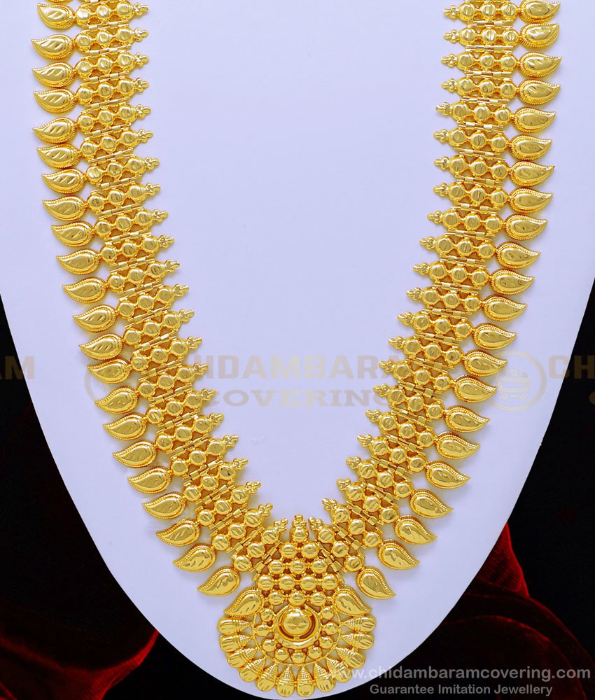 HRM597 - Traditional Gold Design Kerala Mango Haram Wedding Kerala Jewellery Collection Online