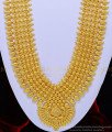 HRM599 - Attractive Gold Design Kerala Bridal Long Mango Haram with Four Line Golden Beads Haram 