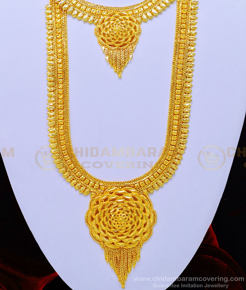 HRM610 - Attractive Long Haram with Necklace Combo Set 1 Gram Gold Jewellery for Wedding 
