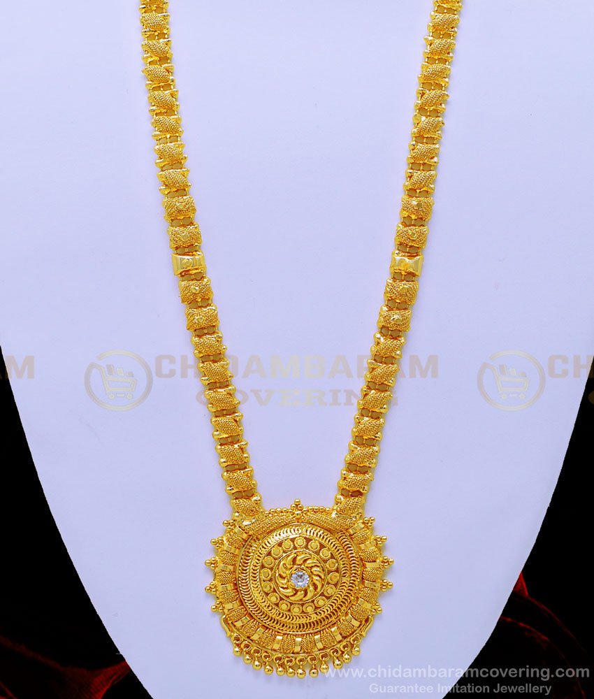 HRM624 - Trendy White Stone Dollar Net Design Haram 1 Gram Gold Covering Haram Online