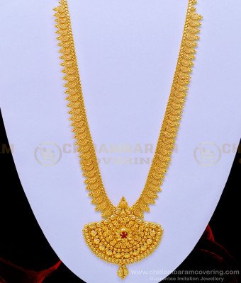 HRM627 - Buy New Pattern Spiral Design Ruby Stone Dollar Long Haram Imitation Jewellery Online