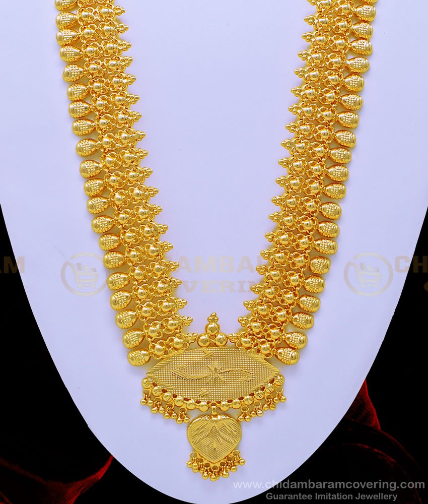 HRM631 - Latest Bridal Wear Kerala Long Haram Design Gold Plated Gold Colour Haram for Wedding 