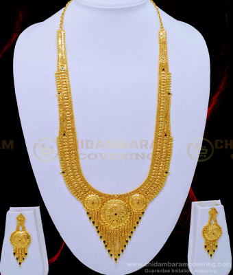 HRM634 - One Gram Gold Enamel Gold Haram Design Broad Bridal Haram with Earring Set Online