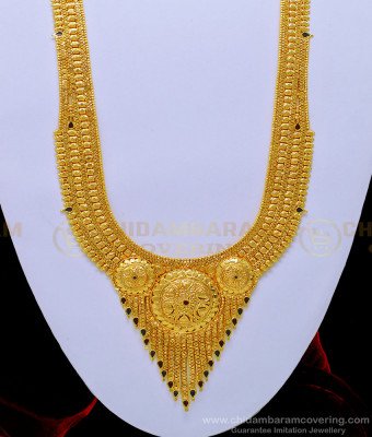 HRM634 - One Gram Gold Enamel Gold Haram Design Broad Bridal Haram with Earring Set Online