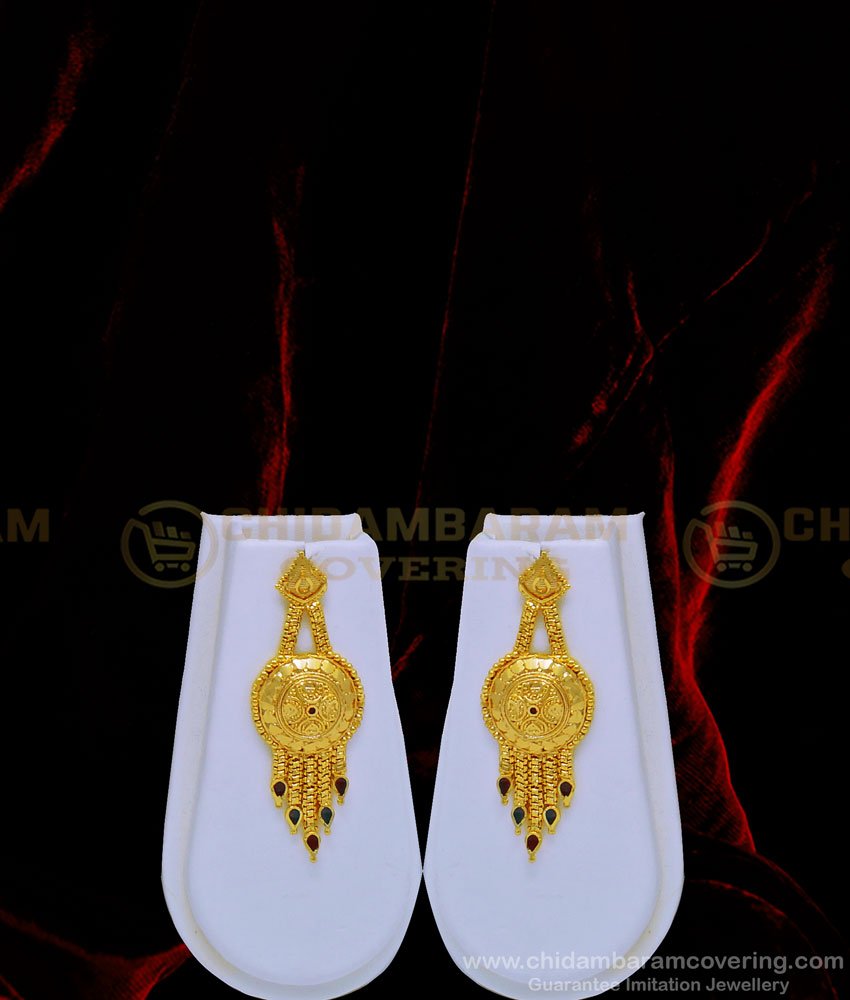 HRM634 - One Gram Gold Enamel Gold Haram Design Broad Bridal Haram with Earring Set Online