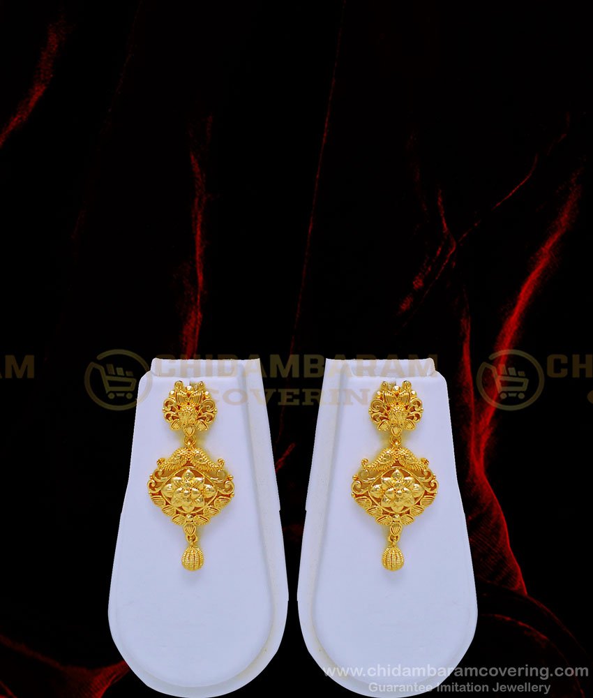 HRM636 - Beautiful Bridal Wear One Gram Gold Designer Haram with Earring Set Buy Online