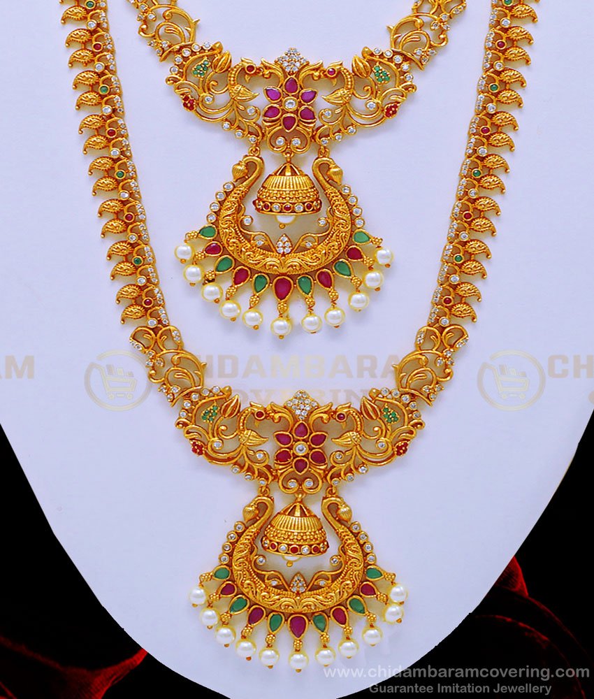 HRM644 - Premium Quality Ad Stone Nagas Jewellery Mini Wedding Jewellery Set Online