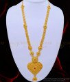 HRM646 - Latest Heart Dollar Gold Beads with Ruby Emerald Stone One Gram Gold Long Haram 