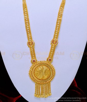 HRM650 - Latest Gold Plated Ad Stone Hanging Balls Round Pendant Dubai Haram Design