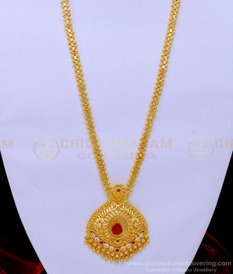 HRM655 - Latest Collections White and Ruby Stone Designer Mini Haram 1 Gram Gold Jewelry